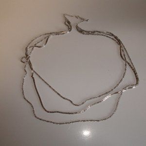 Vintage necklace silver triple chains marked NS